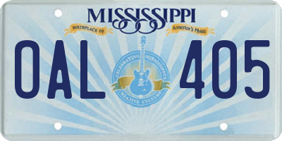 MS license plate OAL405