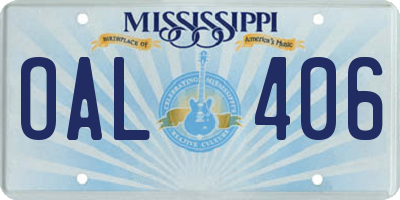 MS license plate OAL406