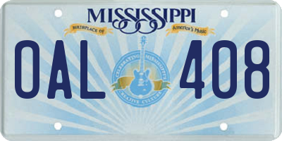 MS license plate OAL408