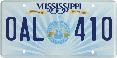 MS license plate OAL410