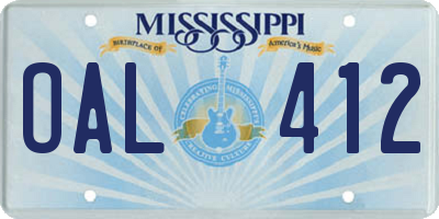 MS license plate OAL412