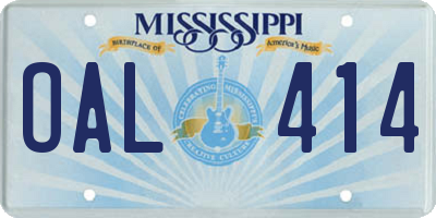 MS license plate OAL414