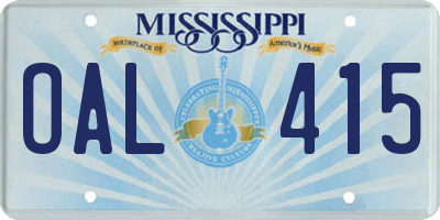 MS license plate OAL415