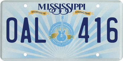 MS license plate OAL416