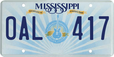 MS license plate OAL417