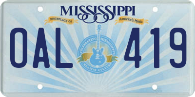 MS license plate OAL419