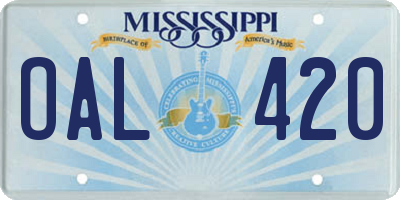 MS license plate OAL420