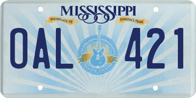 MS license plate OAL421