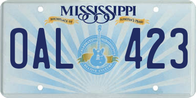 MS license plate OAL423