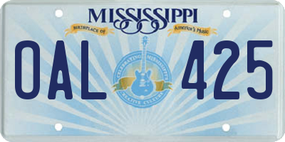 MS license plate OAL425