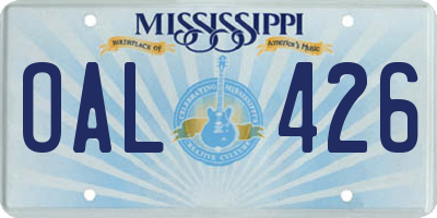 MS license plate OAL426