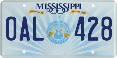 MS license plate OAL428