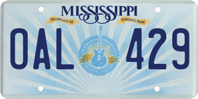 MS license plate OAL429