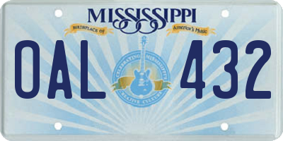 MS license plate OAL432
