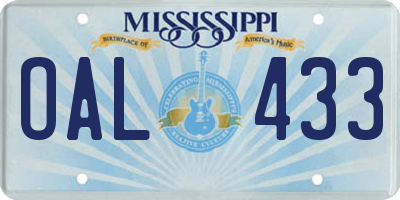MS license plate OAL433