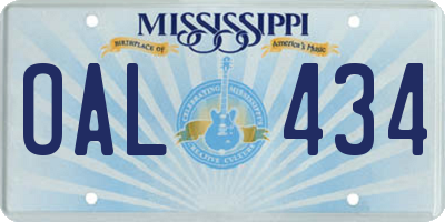 MS license plate OAL434