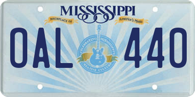 MS license plate OAL440