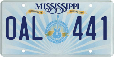 MS license plate OAL441