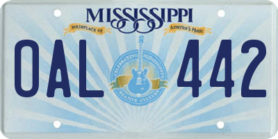 MS license plate OAL442