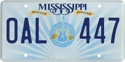 MS license plate OAL447