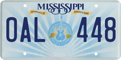 MS license plate OAL448