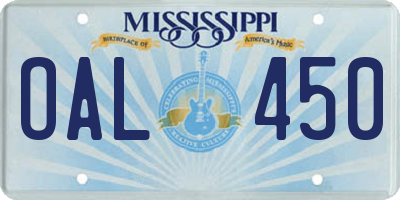 MS license plate OAL450