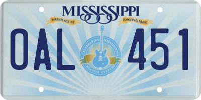 MS license plate OAL451