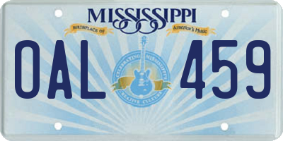 MS license plate OAL459
