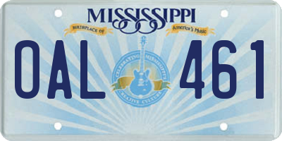 MS license plate OAL461