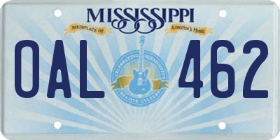 MS license plate OAL462