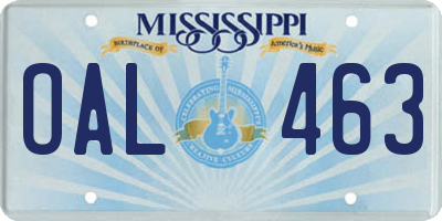 MS license plate OAL463