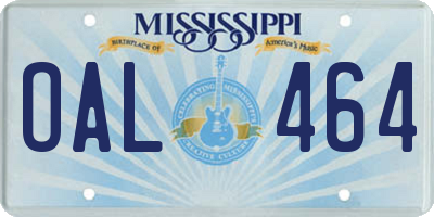 MS license plate OAL464