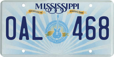 MS license plate OAL468