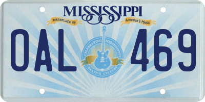 MS license plate OAL469
