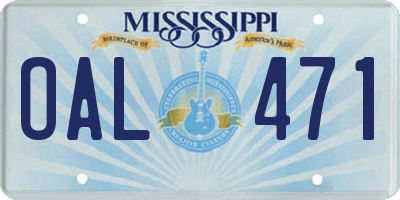MS license plate OAL471
