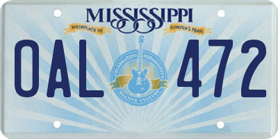 MS license plate OAL472