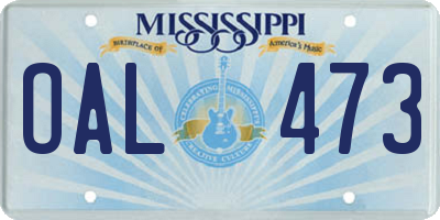 MS license plate OAL473
