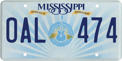 MS license plate OAL474