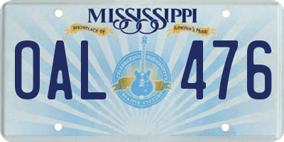 MS license plate OAL476