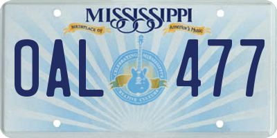 MS license plate OAL477