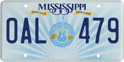 MS license plate OAL479