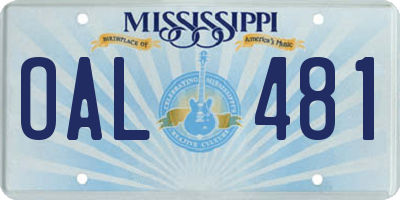 MS license plate OAL481