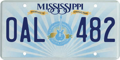 MS license plate OAL482