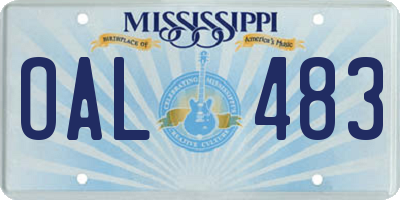 MS license plate OAL483