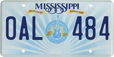 MS license plate OAL484