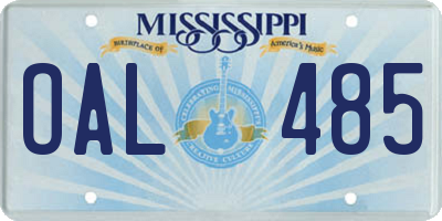 MS license plate OAL485