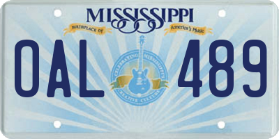 MS license plate OAL489
