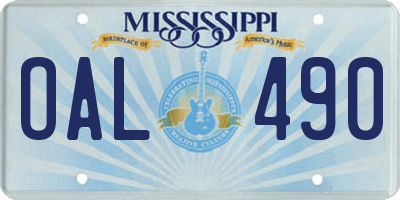 MS license plate OAL490