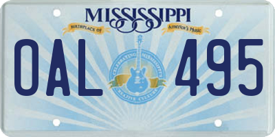 MS license plate OAL495