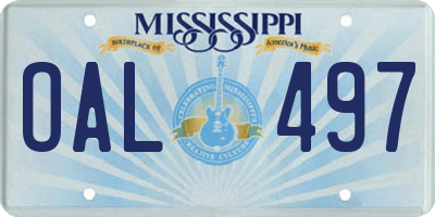 MS license plate OAL497